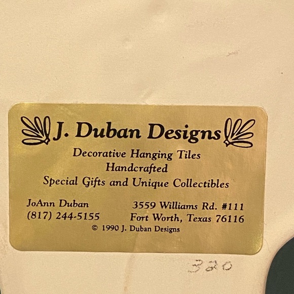 Vtg J Duban Designs Hanging Ceramic Tile Handcrafted Cross Lord Bless This Home - Picture 4 of 6